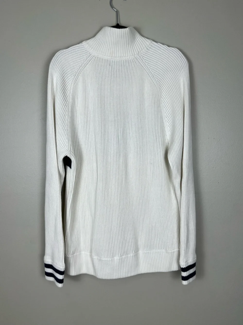 Eddie Bauer White & Navy Knit Rugby Sweater Size XL‎
